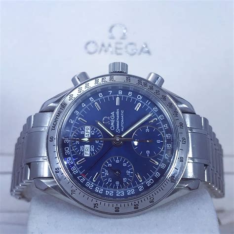 omega speedmaster sunburst dial|[Omega] Speedmaster triple date with blue sunburst dial.